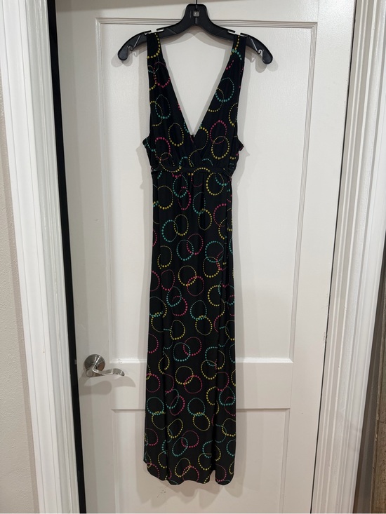 Ambrielle Dresses & Skirts - Ambrielle Black Maxi Dress with Pink, Yellow & Teal Dot Circles